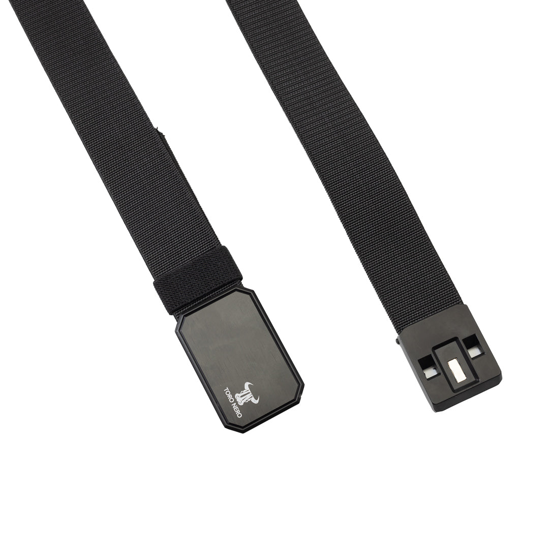 Men's elastic belt, magnetic buckle, adjustable for multiple sizes (maximum 125cm), black Tor
