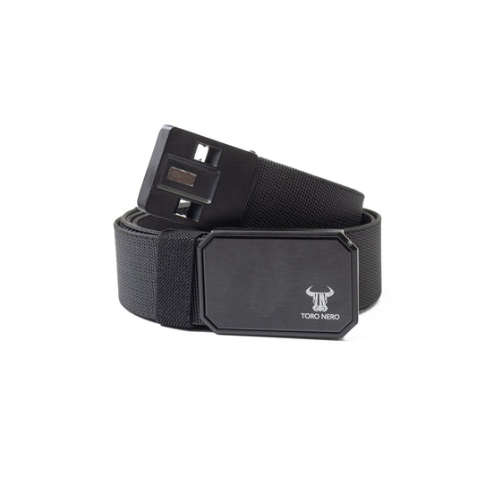Men's elastic belt, magnetic buckle, adjustable for multiple sizes (maximum 125cm), black Tor
