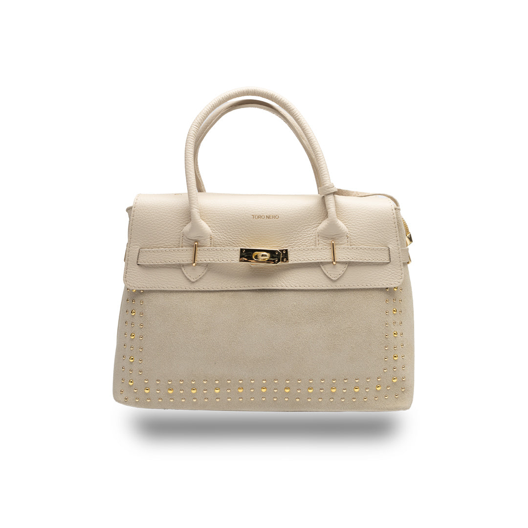 Women's bag made of beige genuine leather Mira