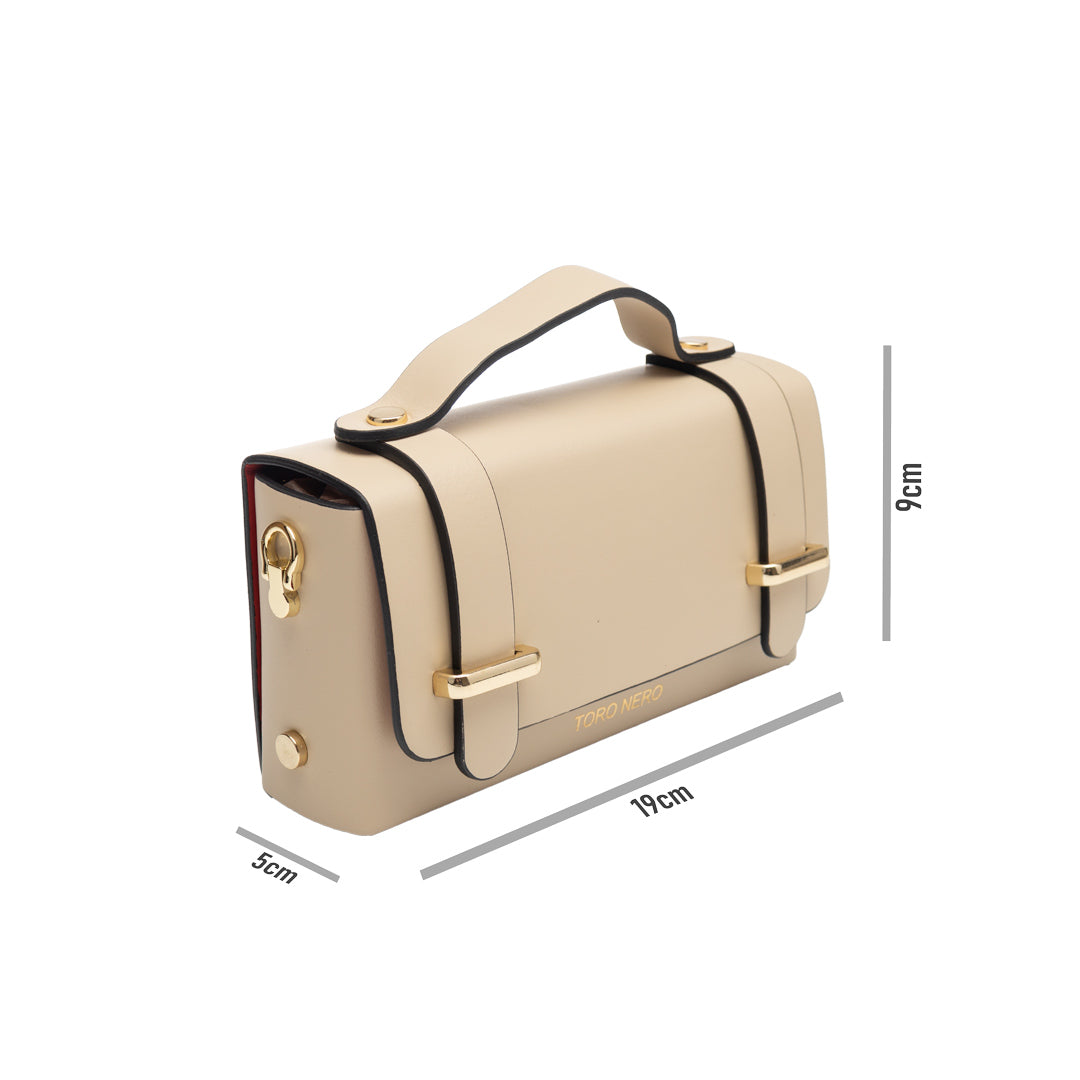 Women's beige genuine leather bag Natalia