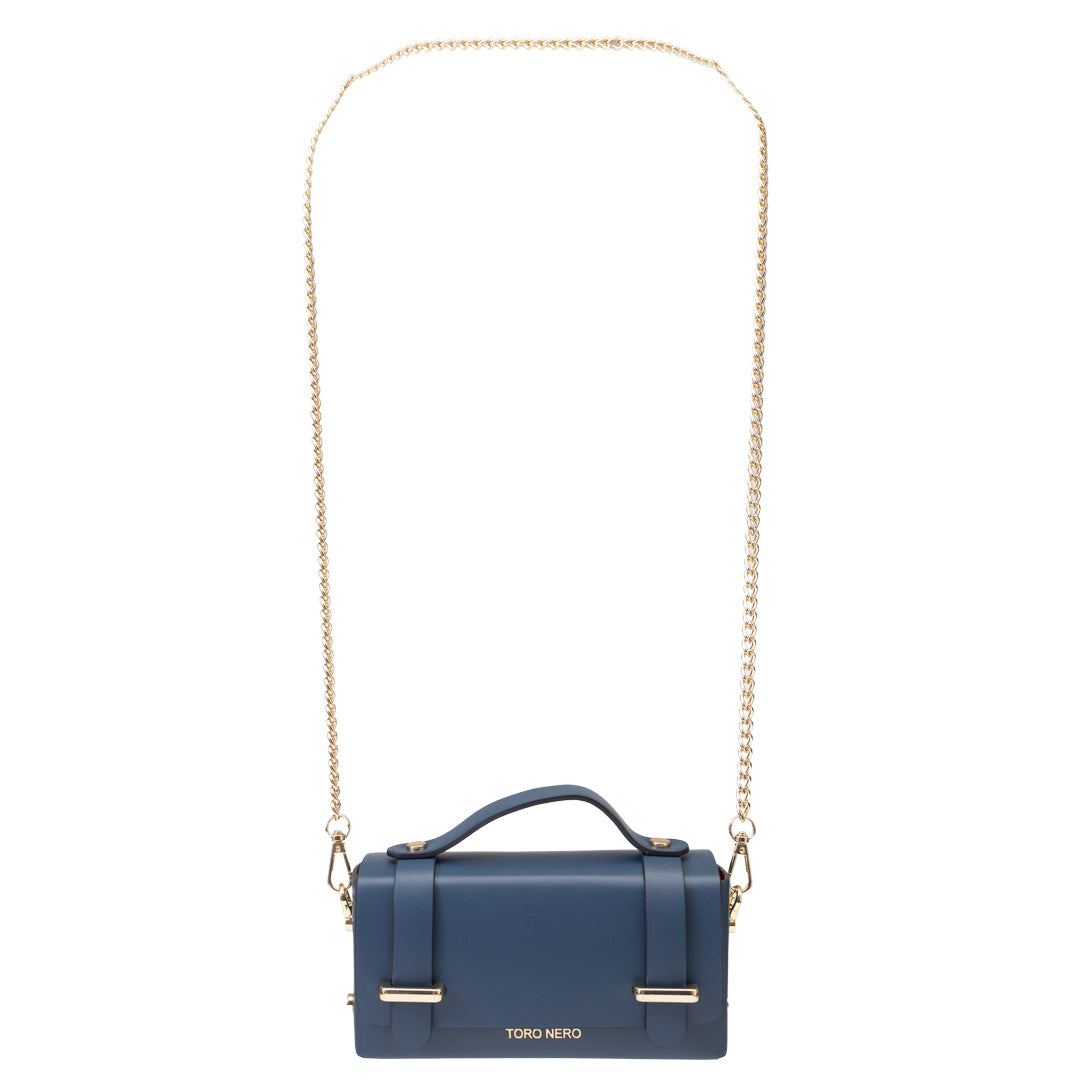 Women's handbag made of genuine leather, navy blue Natalia