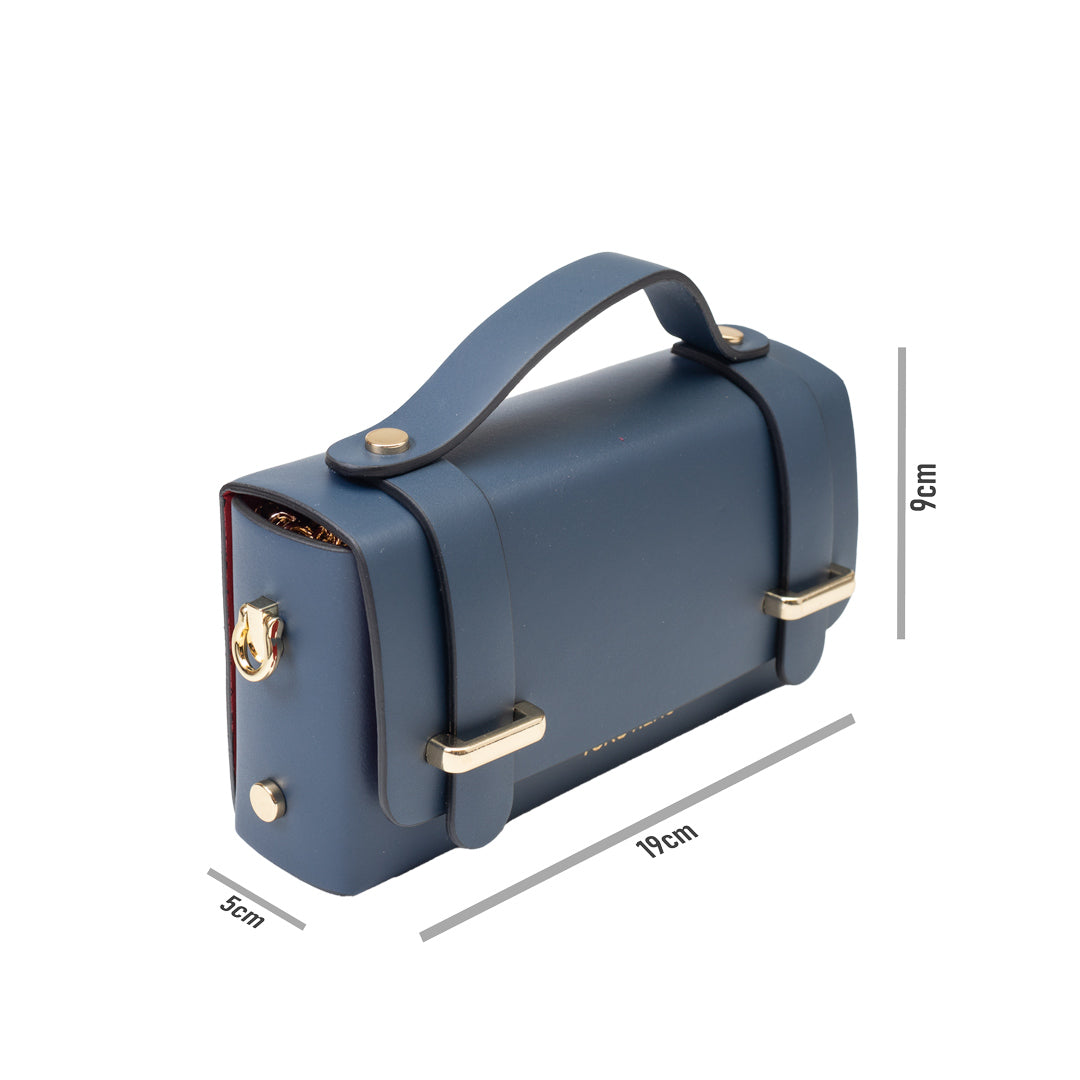 Women's handbag made of genuine leather, navy blue Natalia