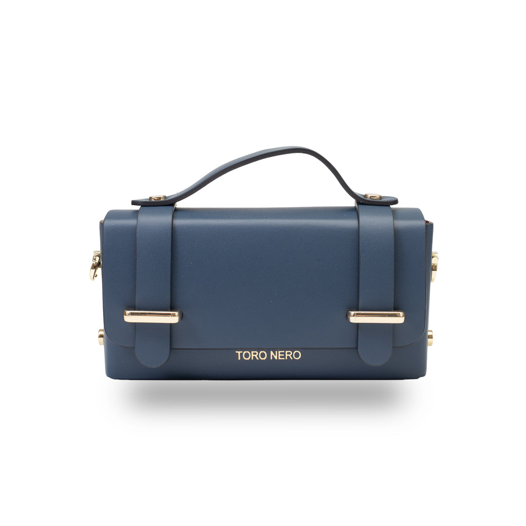 Women's handbag made of genuine leather, navy blue Natalia