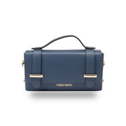 Women's handbag made of genuine leather, navy blue Natalia