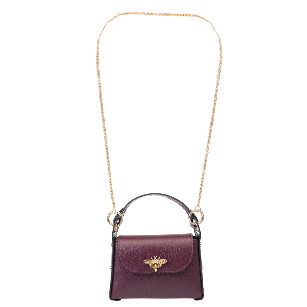 Women's burgundy genuine leather bag Iris