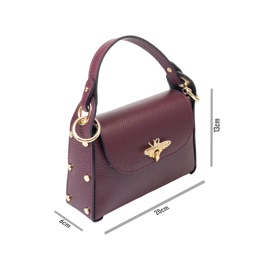 Women's burgundy genuine leather bag Iris