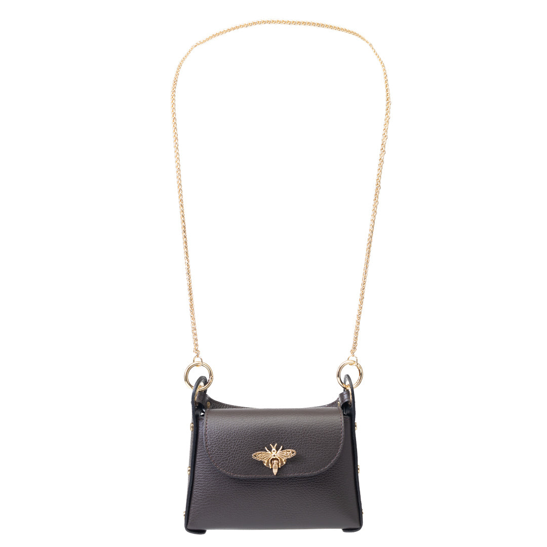 Women's bag made of natural leather, dark brown Iris