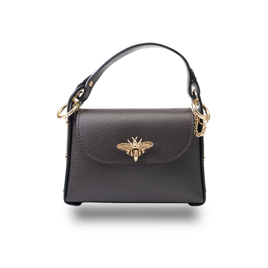 Women's bag made of natural leather, dark brown Iris
