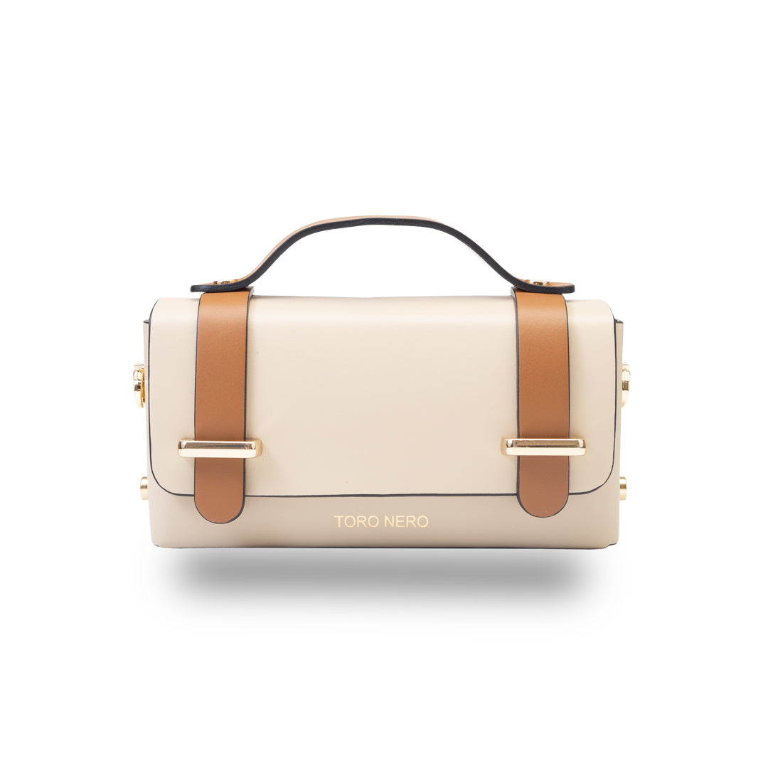 Women's brown-beige genuine leather bag Natalia