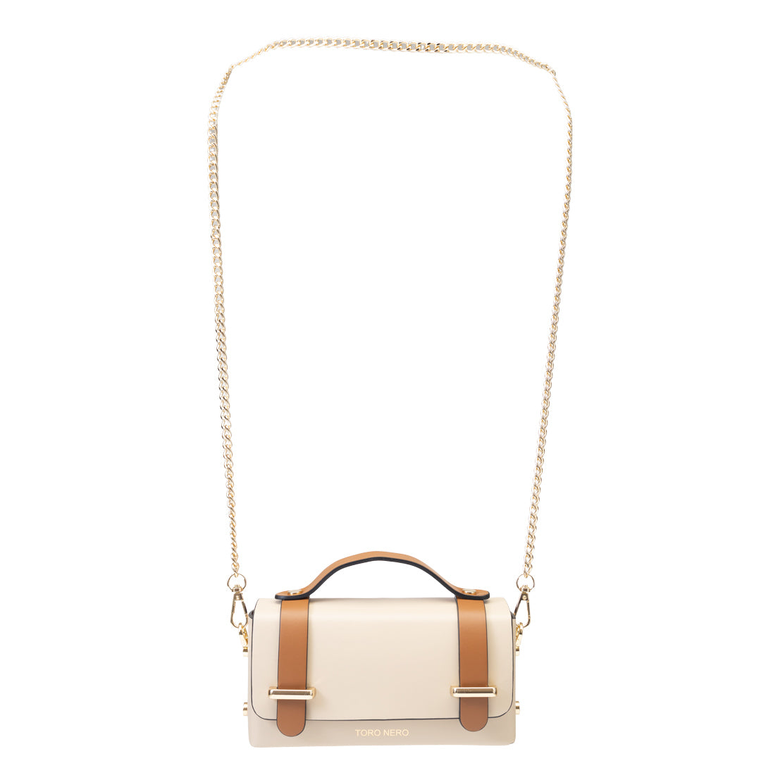Women's brown-beige genuine leather bag Natalia