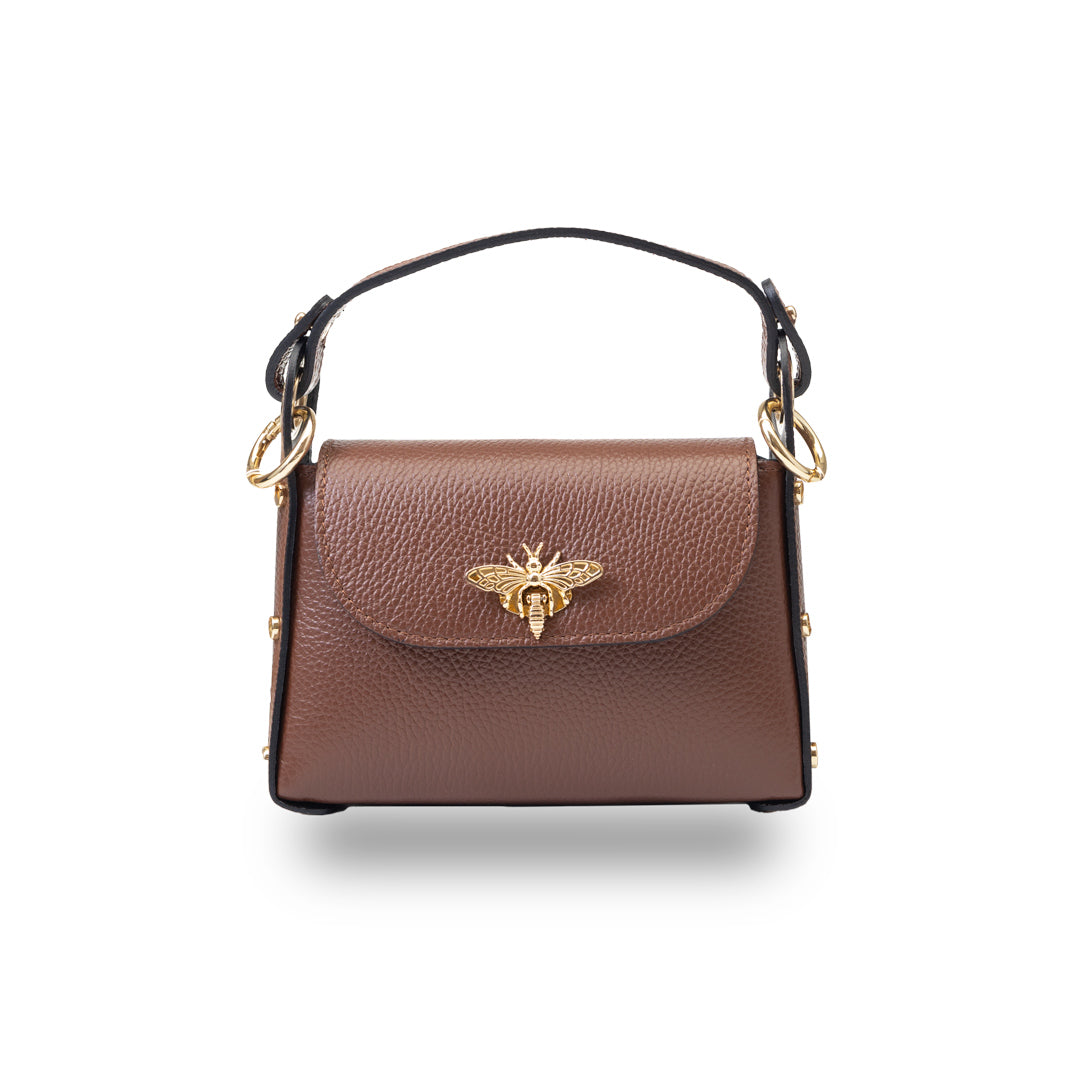 Women's bag made of cognac brown genuine leather Iris