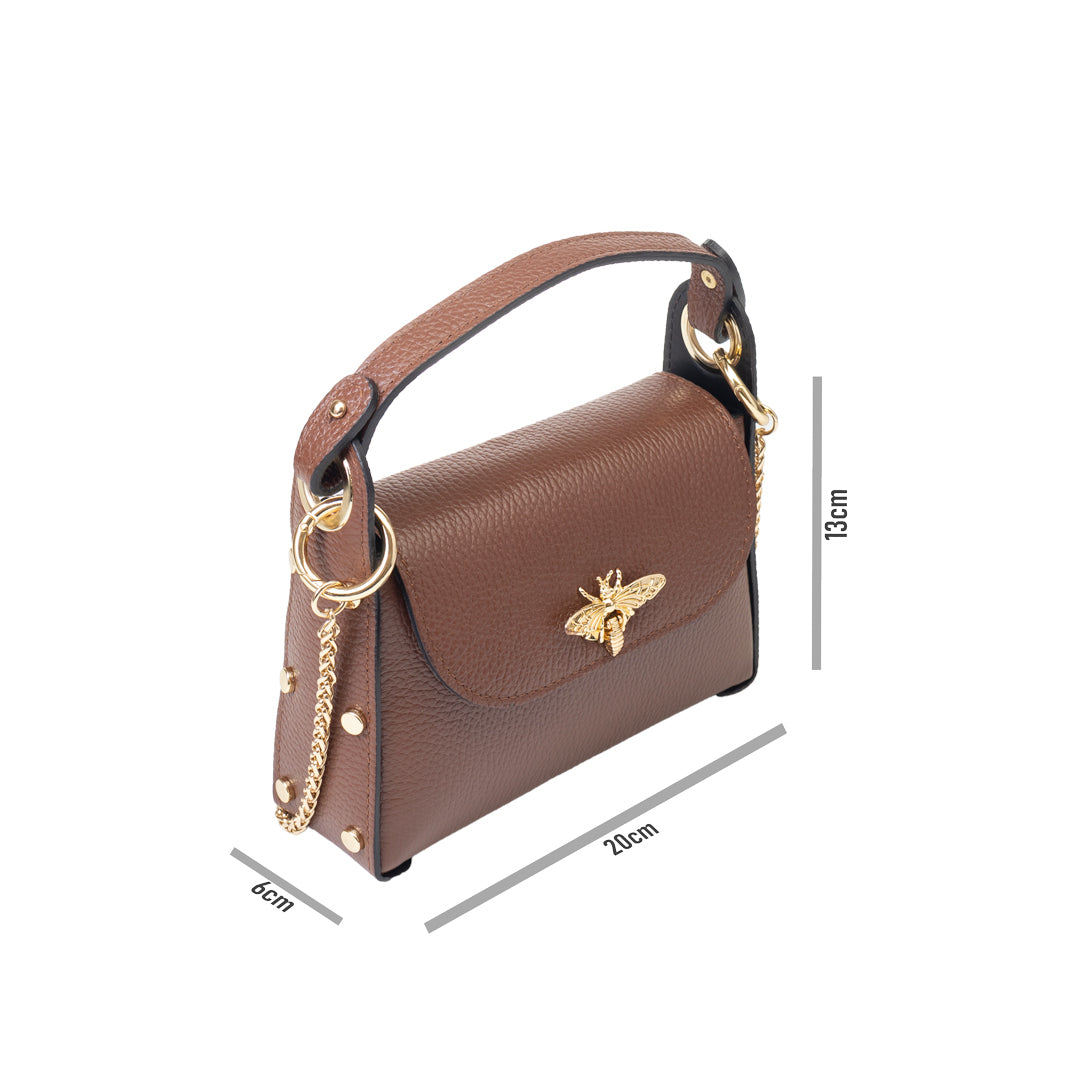 Women's bag made of cognac brown genuine leather Iris