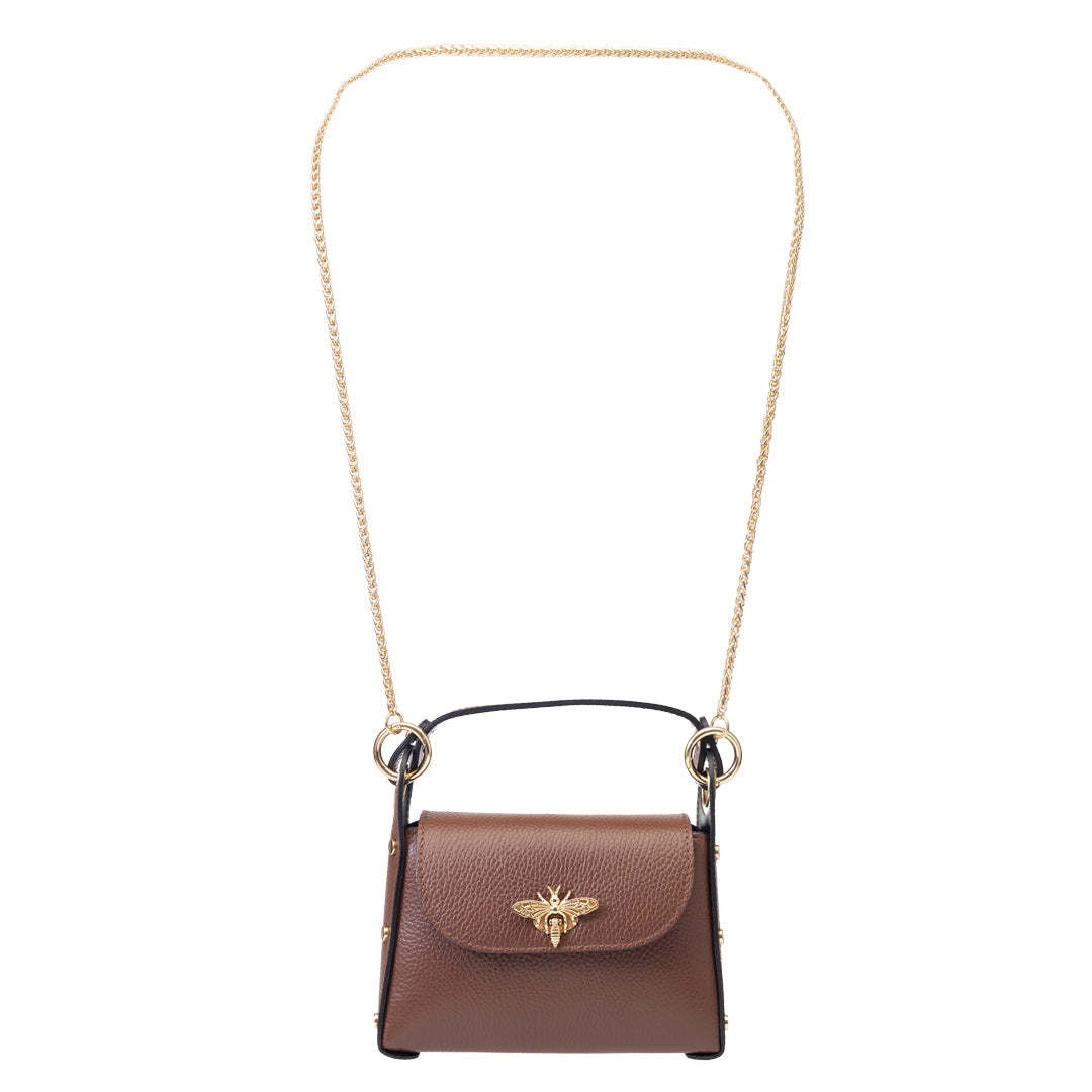 Women's bag made of cognac brown genuine leather Iris