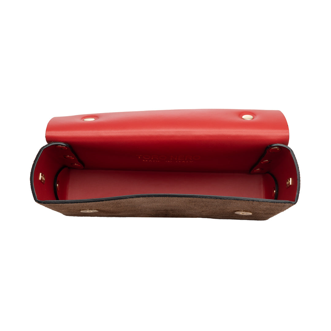 Women's bag made of cognac brown genuine leather-suede Natalia