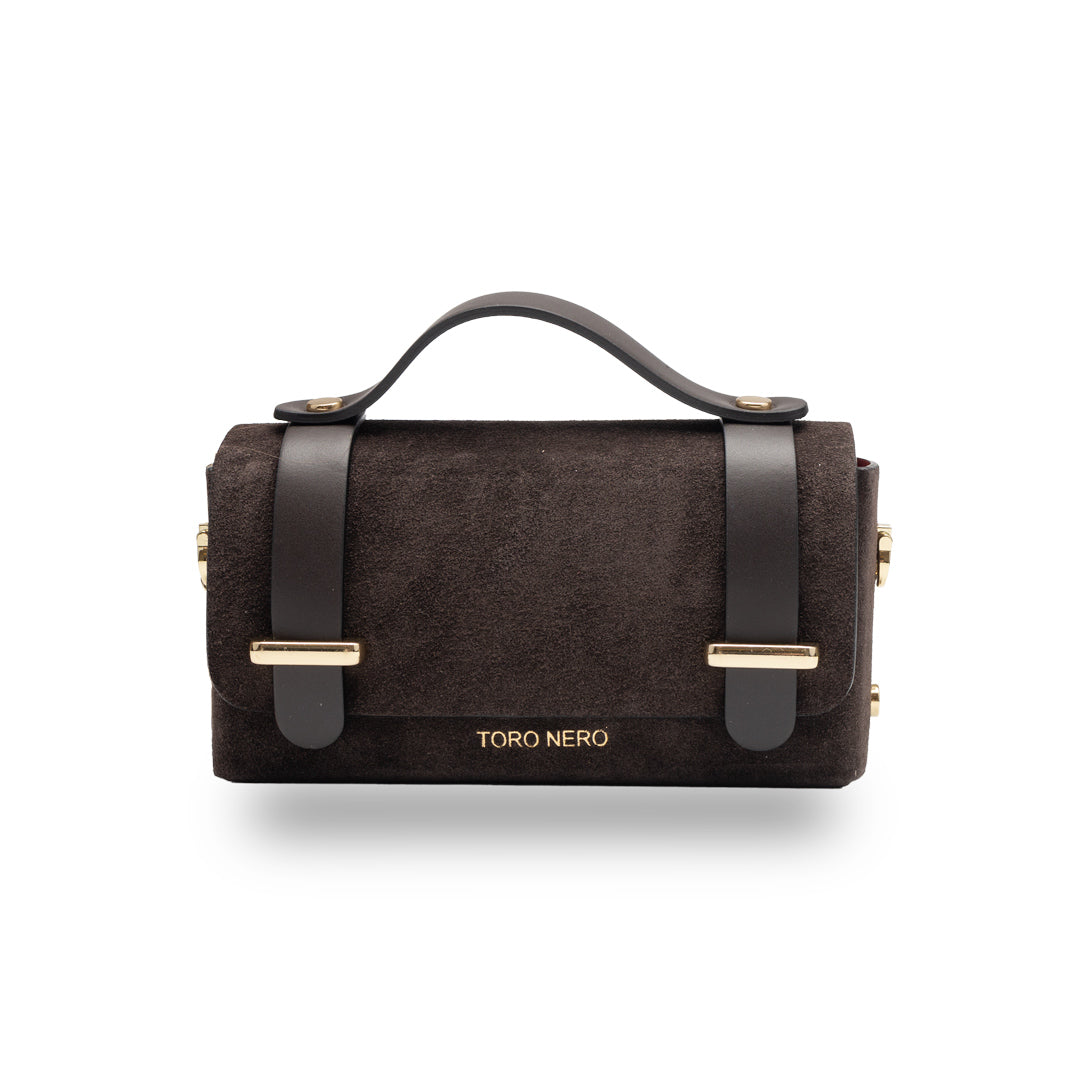 Women's bag made of dark brown genuine leather-suede Natalia
