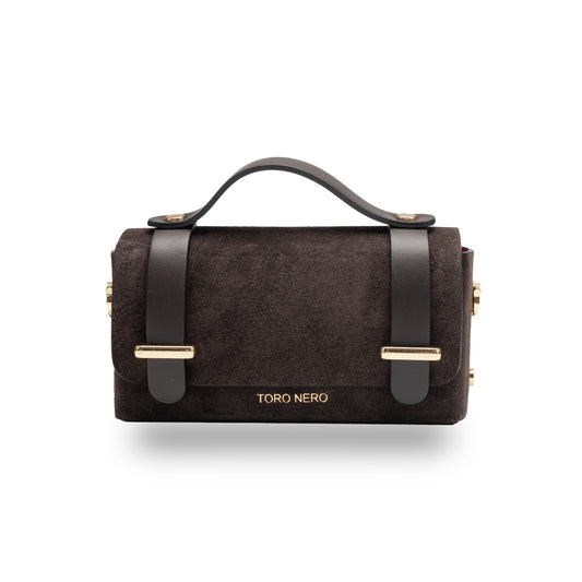 Women's bag made of dark brown genuine leather-suede Natalia