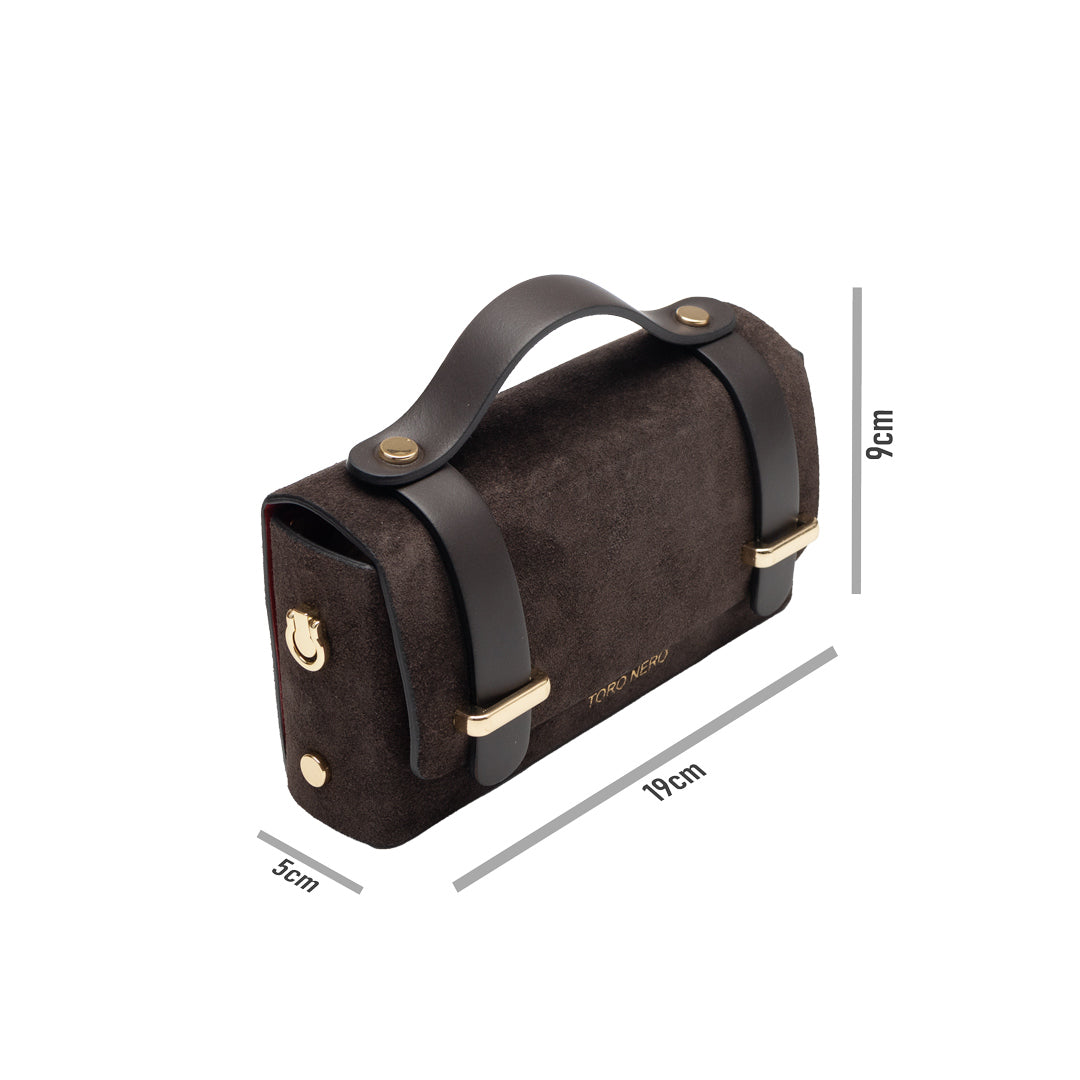 Women's bag made of dark brown genuine leather-suede Natalia