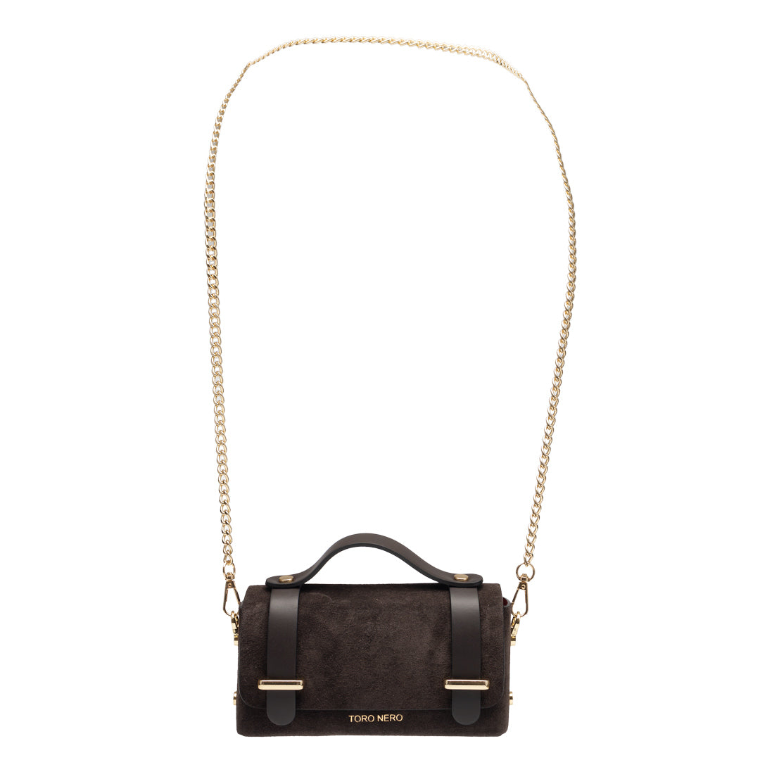Women's bag made of dark brown genuine leather-suede Natalia