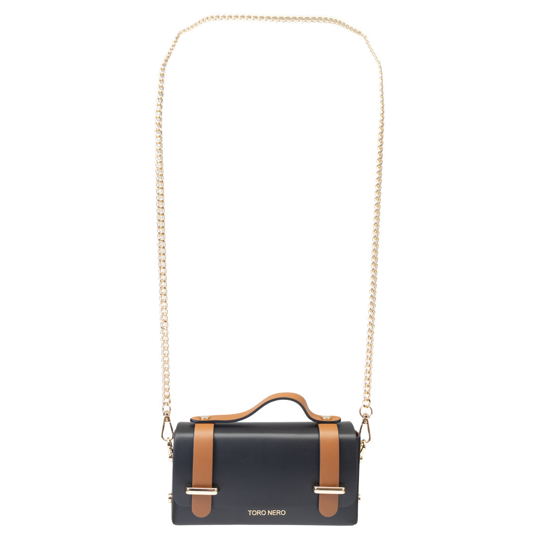 Women's bag made of natural leather, black-brown Natalia