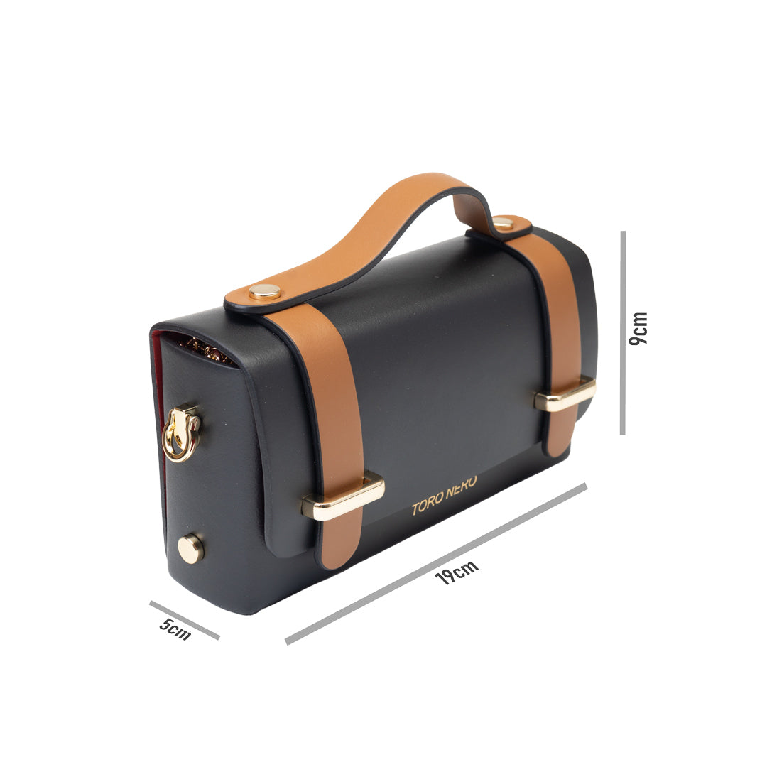 Women's bag made of natural leather, black-brown Natalia