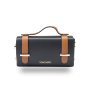 Women's bag made of natural leather, black-brown Natalia