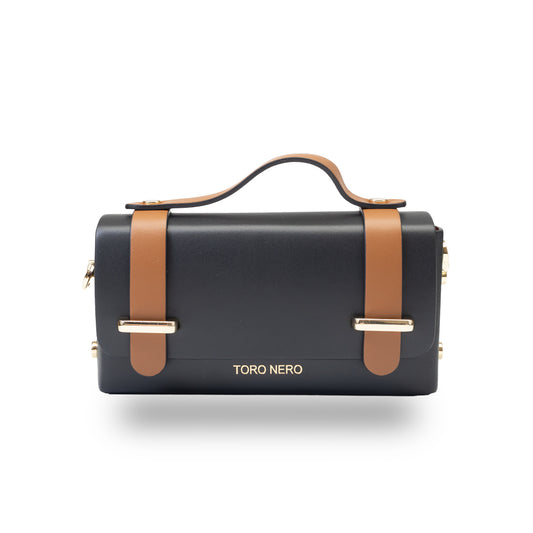 Women's bag made of natural leather, black-brown Natalia