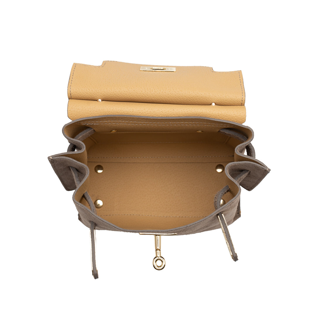 Women's bag made of natural taupe leather Renata
