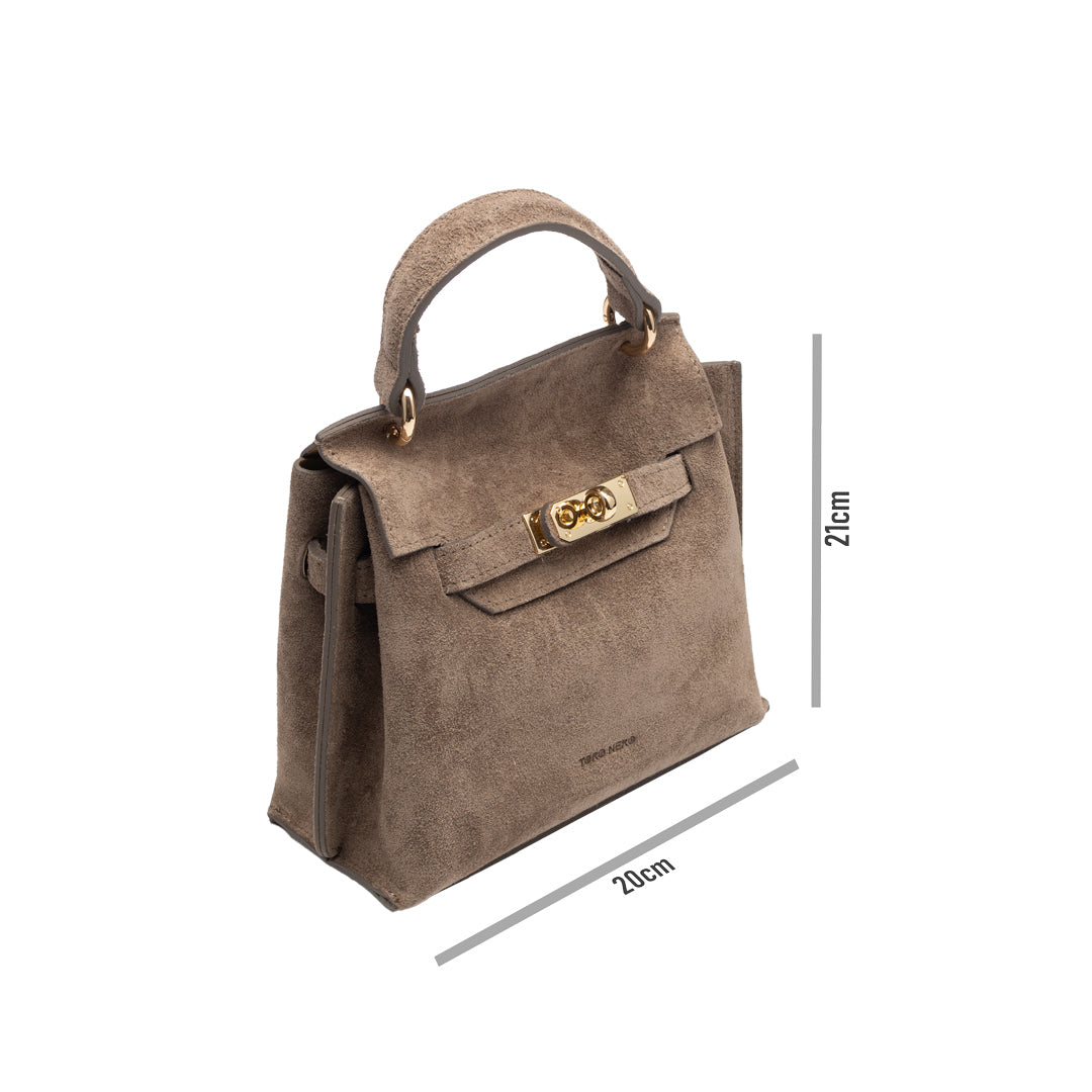 Women's bag made of natural taupe leather Renata