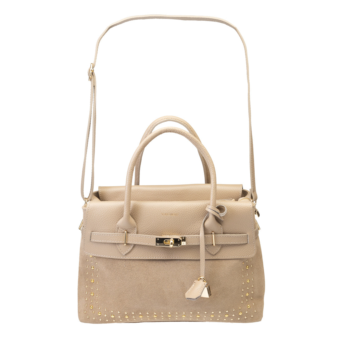 Women's bag made of light taupe natural leather Mira