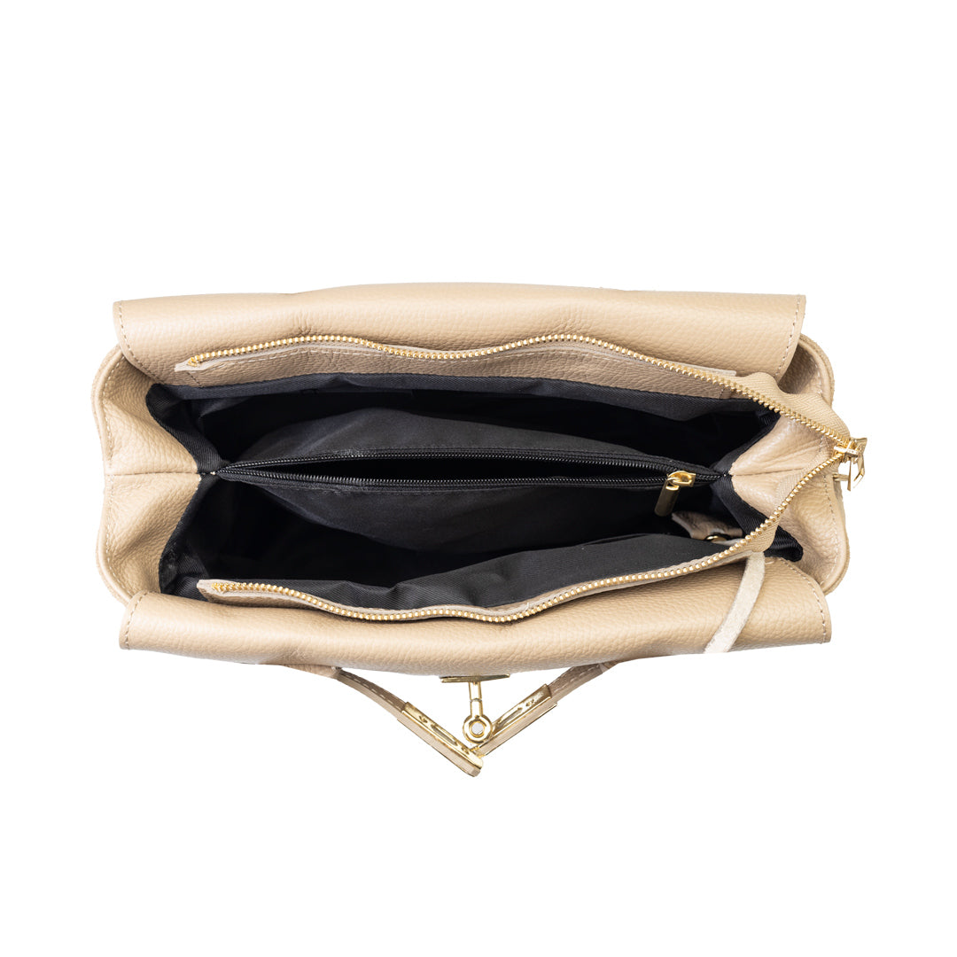 Women's bag made of light taupe natural leather Mira