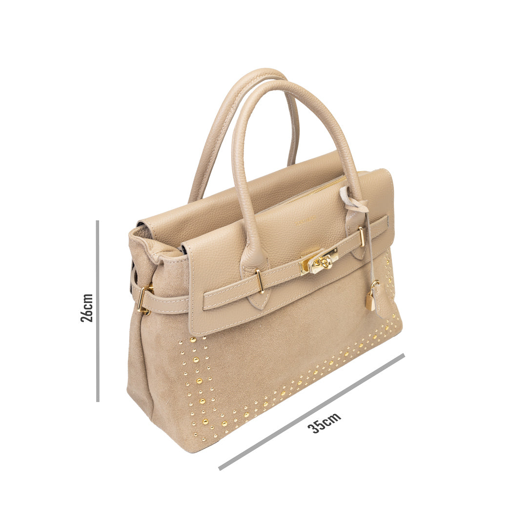 Women's bag made of light taupe natural leather Mira