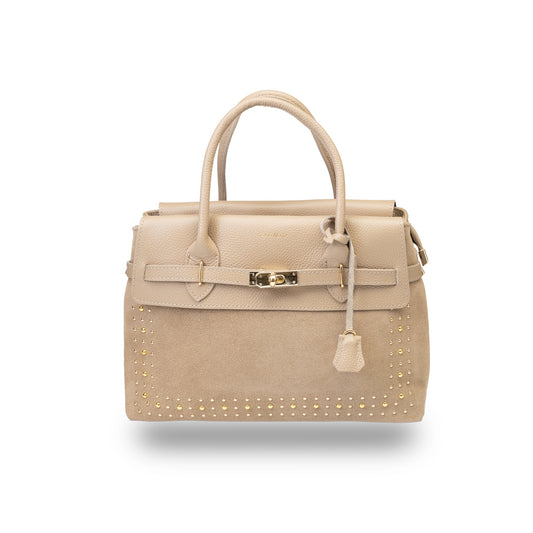 Women's bag made of light taupe natural leather Mira