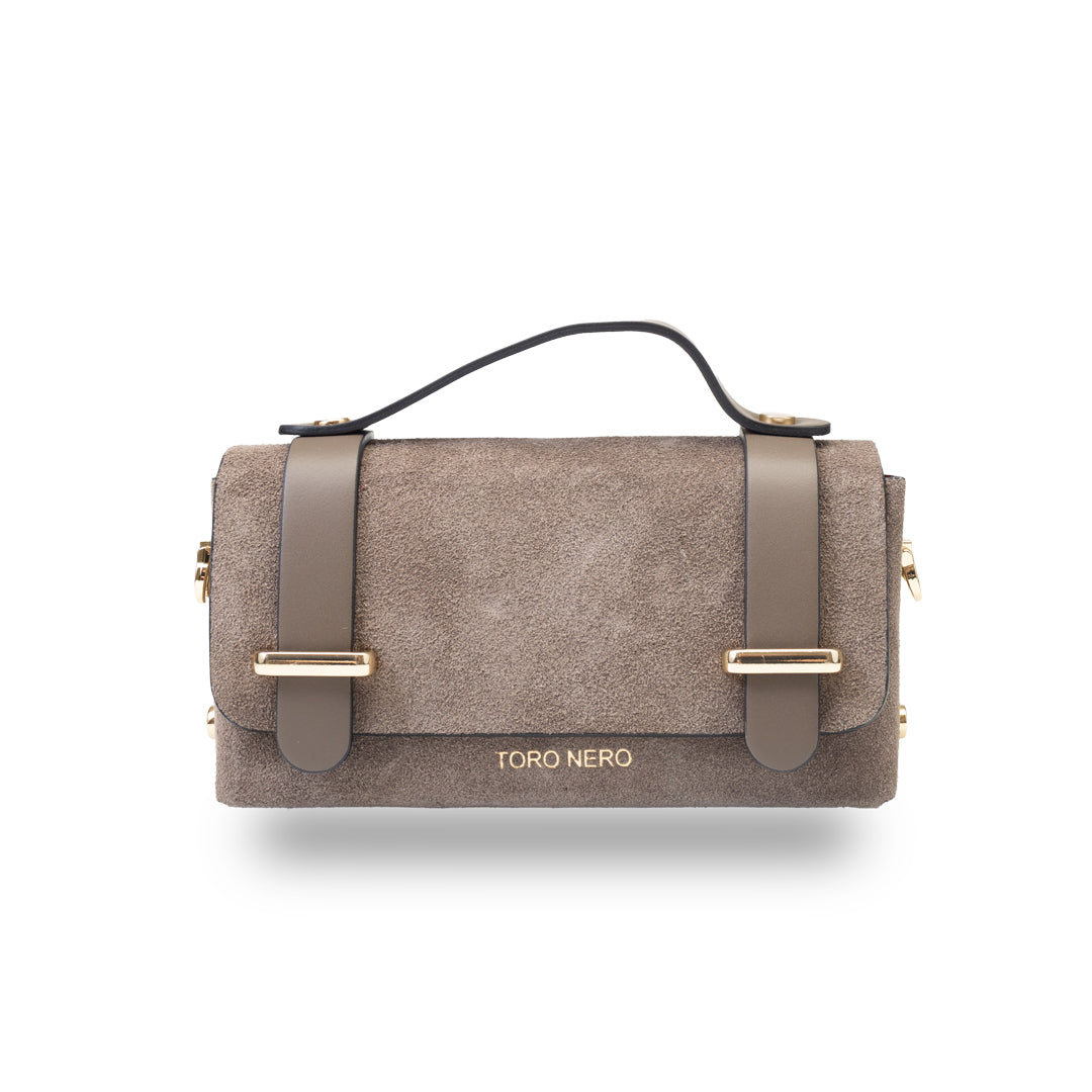 Women's bag made of genuine taupe leather-suede Natalia