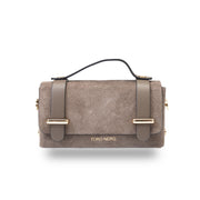 Women's bag made of genuine taupe leather-suede Natalia