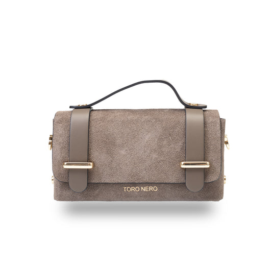Women's bag made of genuine taupe leather-suede Natalia
