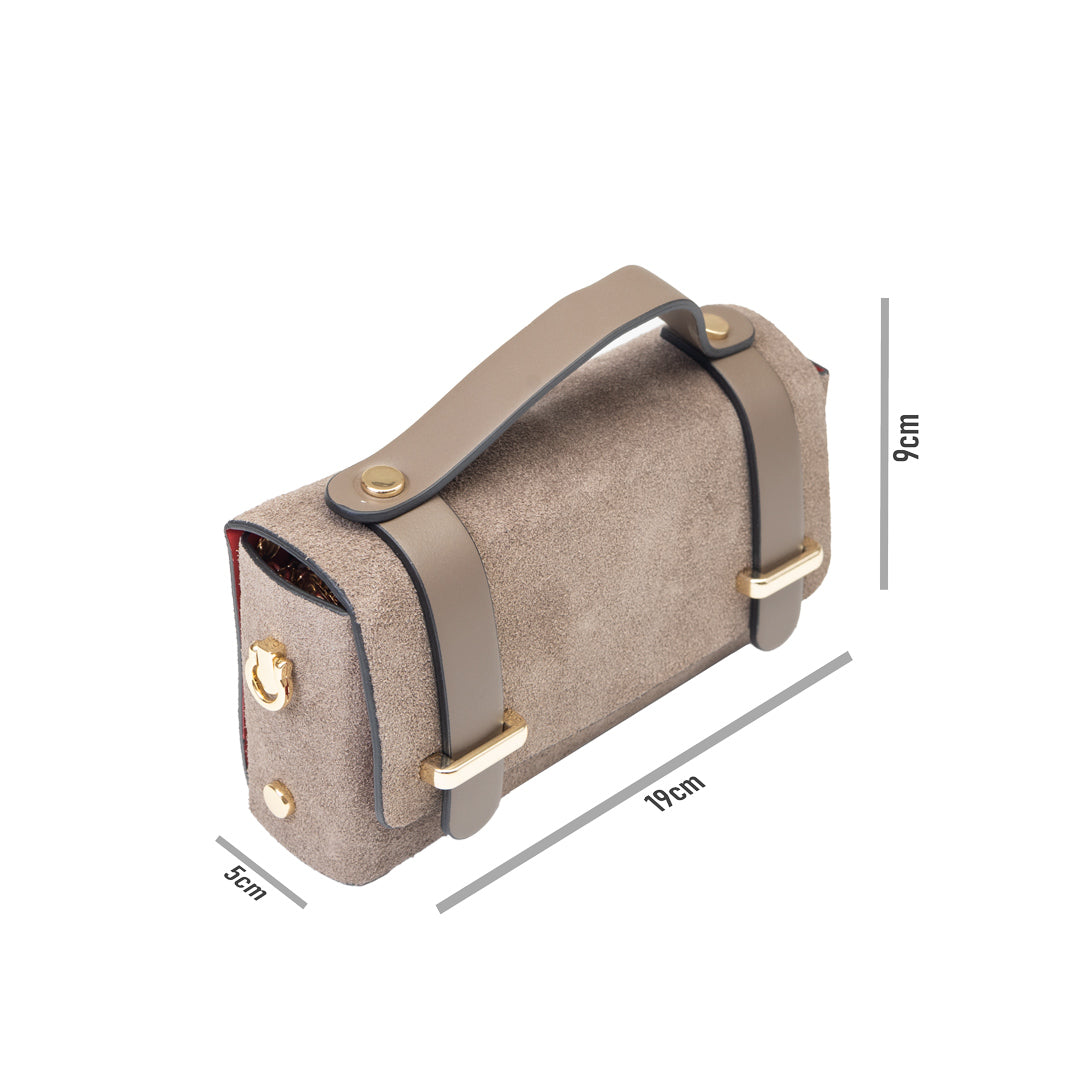 Women's bag made of genuine taupe leather-suede Natalia