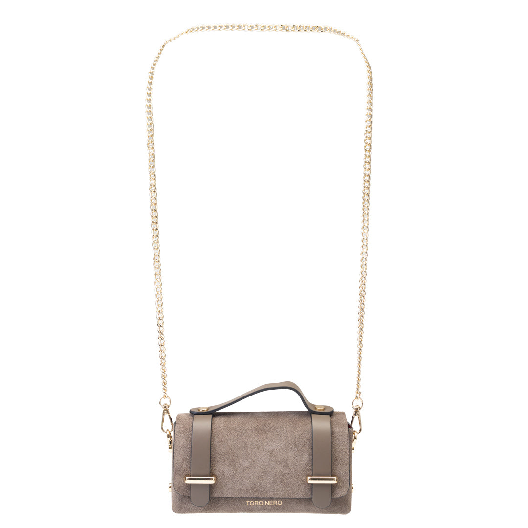 Women's bag made of genuine taupe leather-suede Natalia