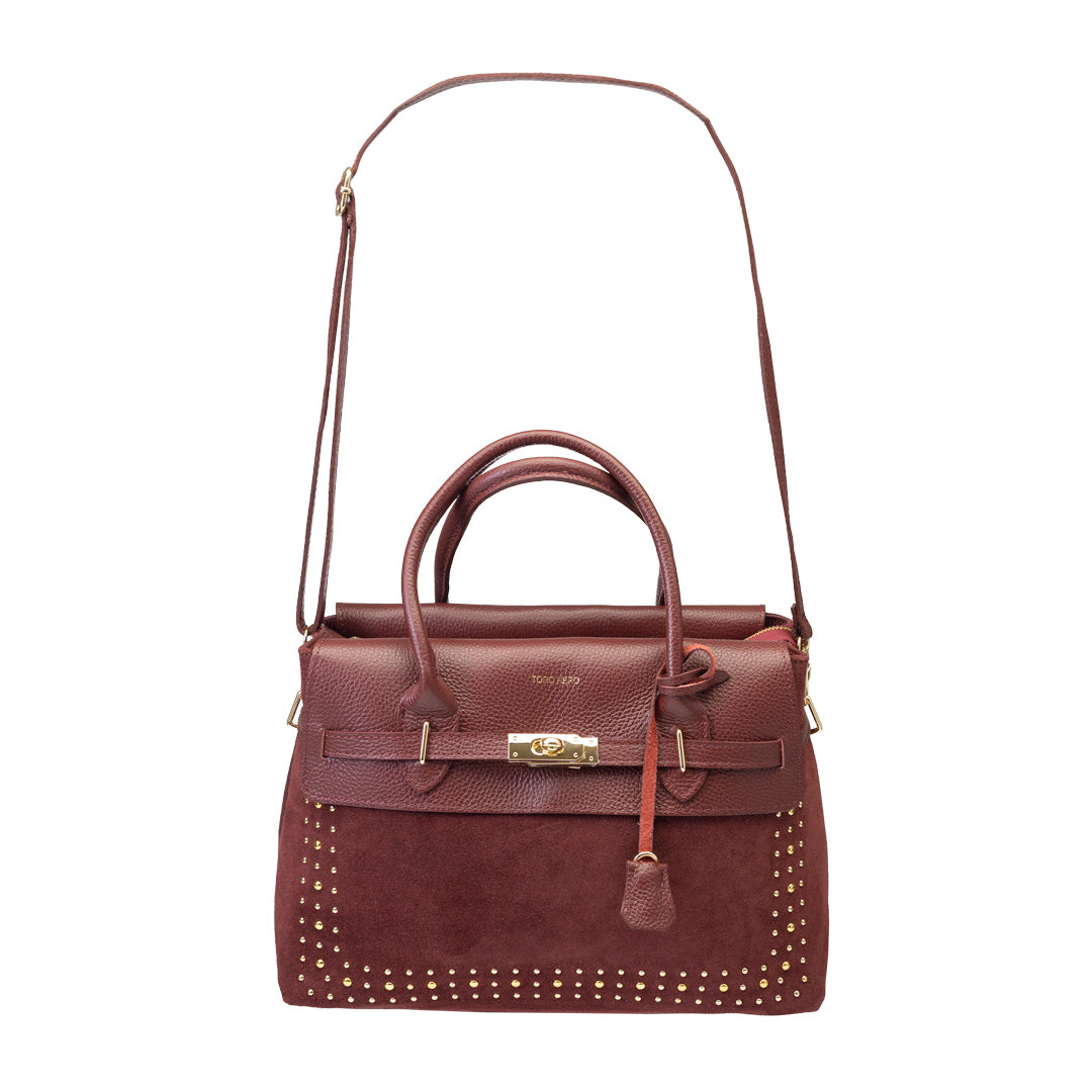 Women's burgundy leather bag Mira