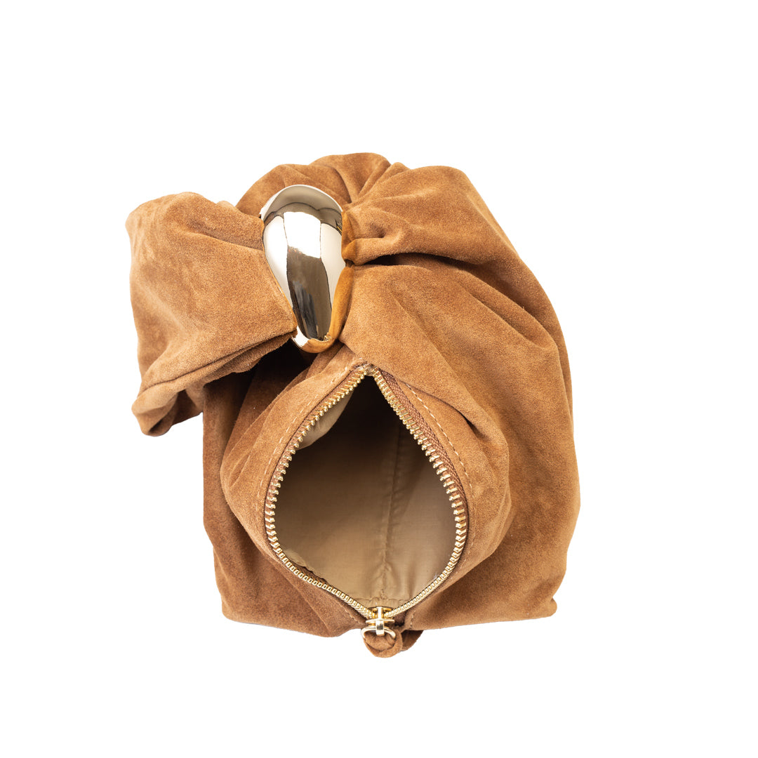 Women's bag made of natural suede leather, brown Eliza