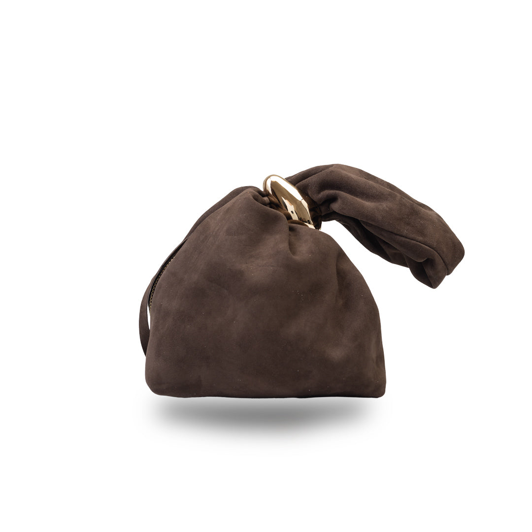 Women's bag made of natural suede leather, dark brown Eliza