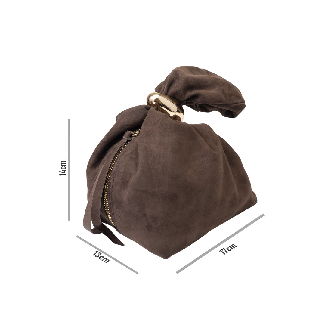 Women's bag made of natural suede leather, dark brown Eliza