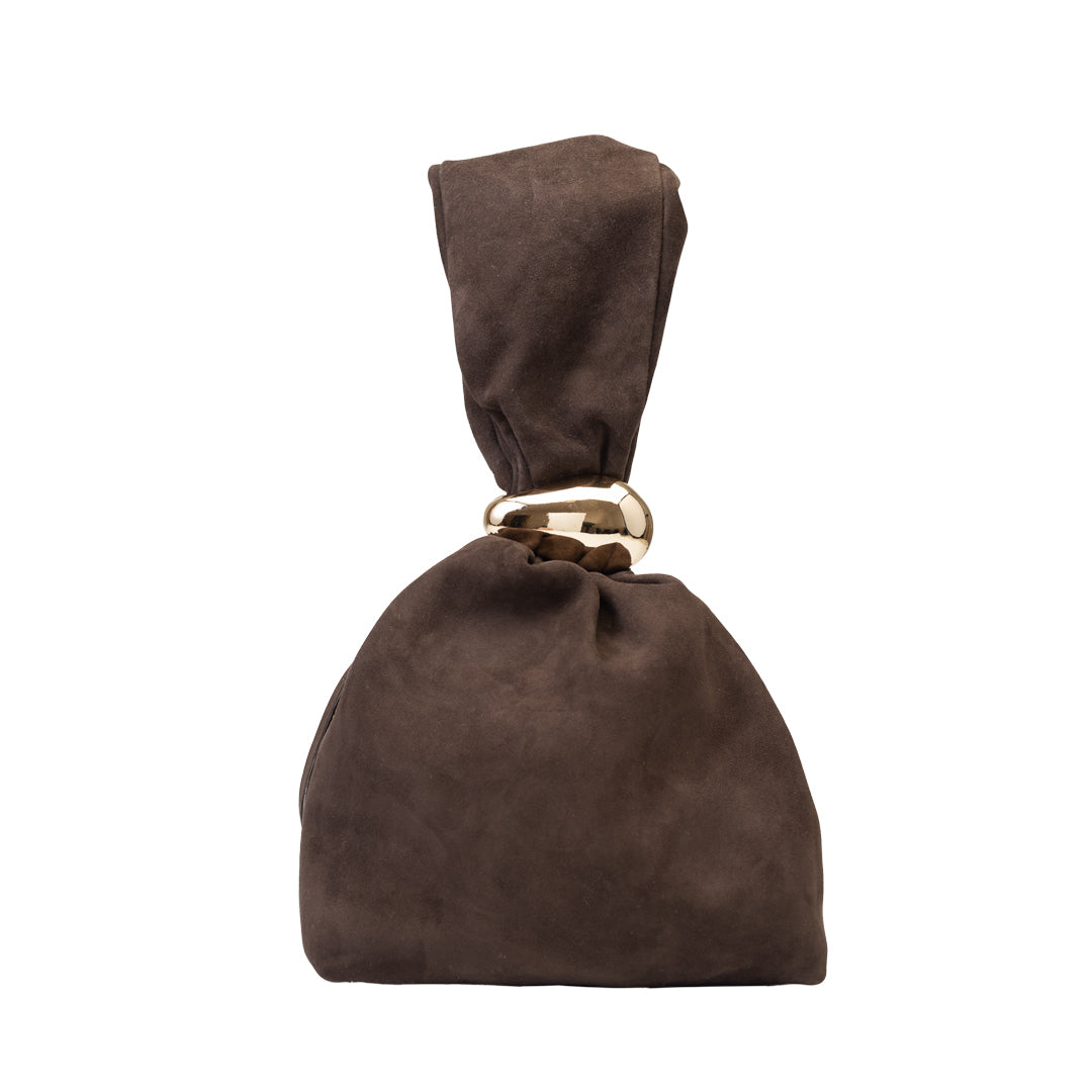 Women's bag made of natural suede leather, dark brown Eliza