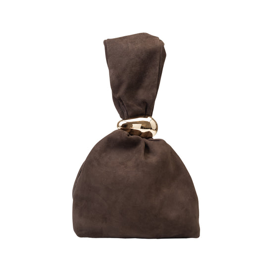 Women's bag made of natural suede leather, dark brown Eliza