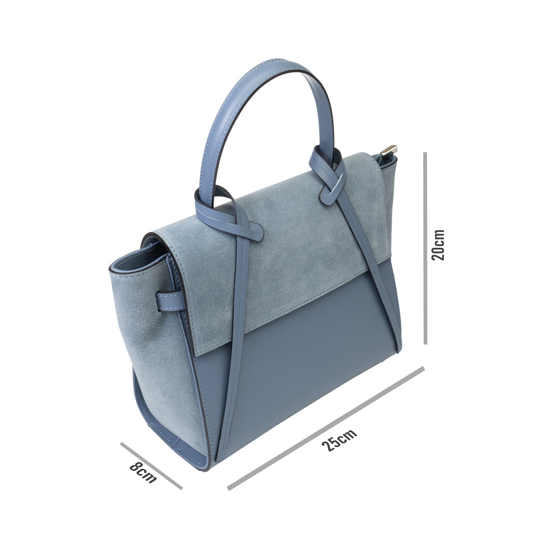 Women's bag made of natural suede, light blue Erika