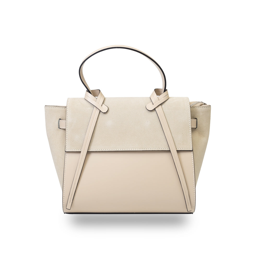 Women's bag made of natural beige suede leather Erika