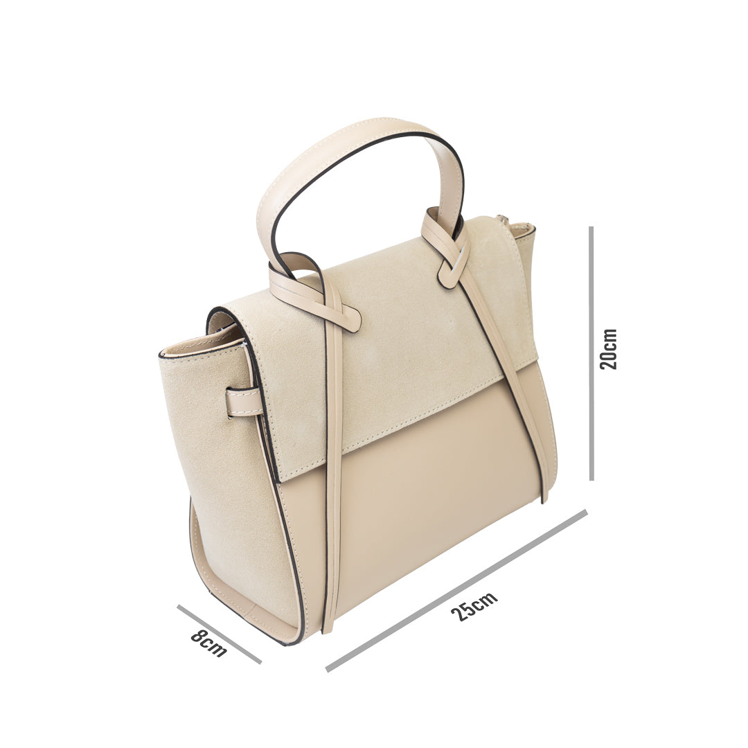 Women's bag made of natural beige suede leather Erika