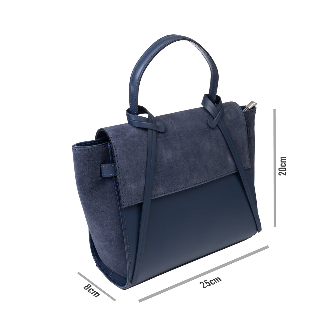 Women's bag made of natural suede, navy blue Erika