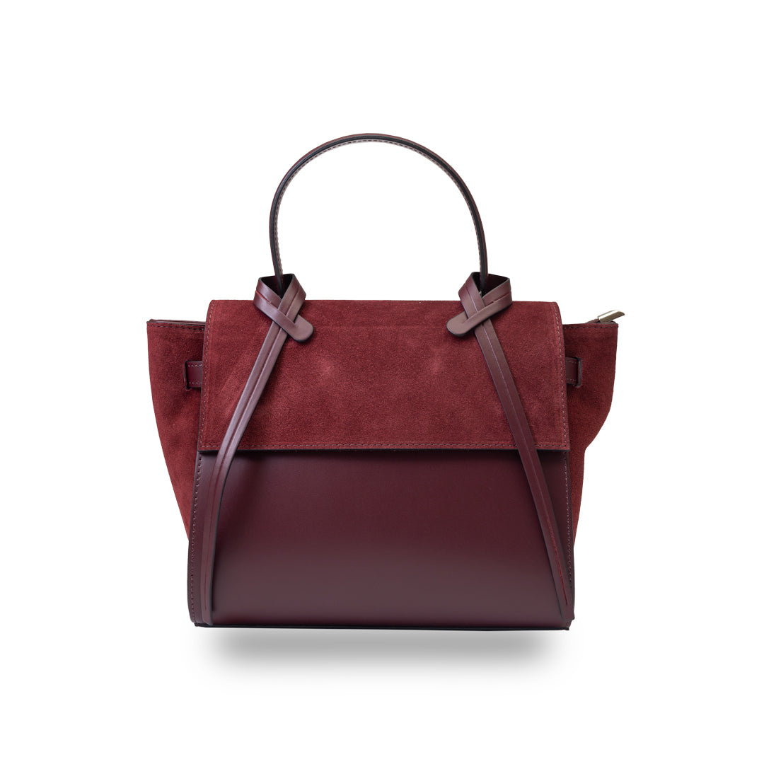 Women's bag made of burgundy natural suede leather Erika