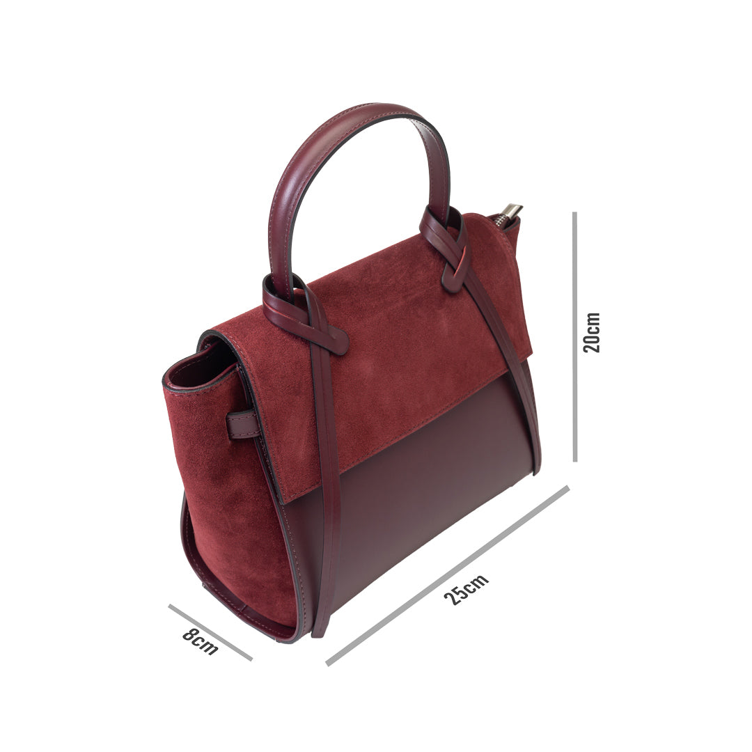 Women's bag made of burgundy natural suede leather Erika