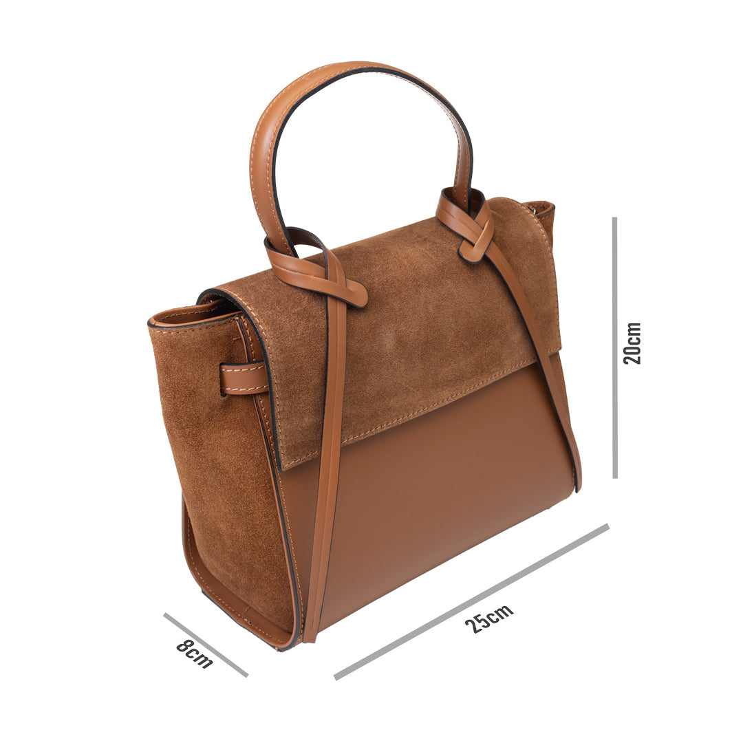 Women's bag made of natural brown suede leather Erika